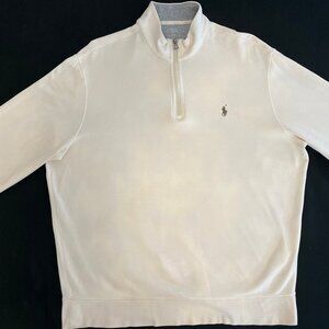 Ralph Lauren Luxury Jersey Quarter Zip Pullover (Clubhouse Cream)